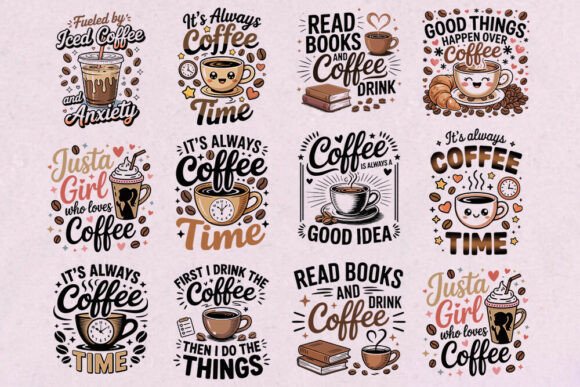 Coffee Lover Quote Sublimation Bundle Graphics for Crafts