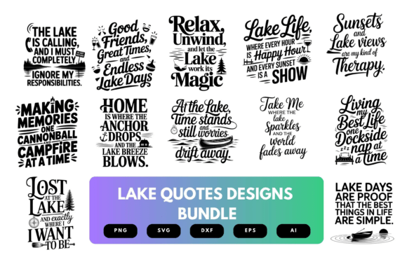 Lake SVG Design Bundle for Crafts and Graphics