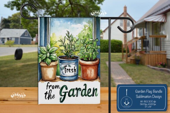 Summer Garden Flag Graphics for Crafts and Branding
