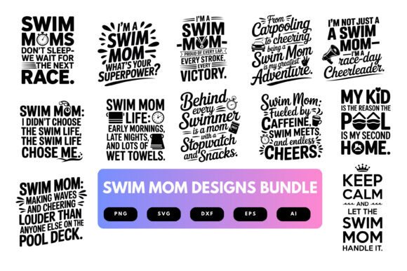 Swim Mom SVG Bundle Graphics for Crafts